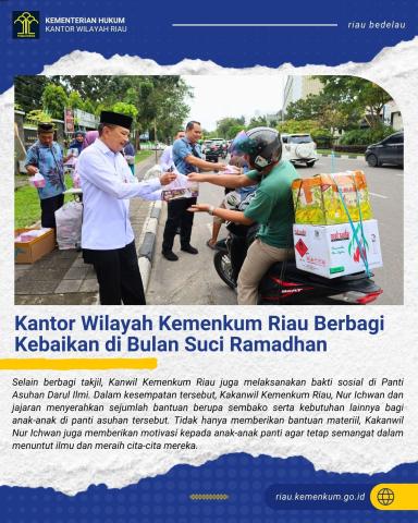 Kantor Wilayah Kemenkum Riau Berbagi Kebaikan di Bulan Suci Ramadhan