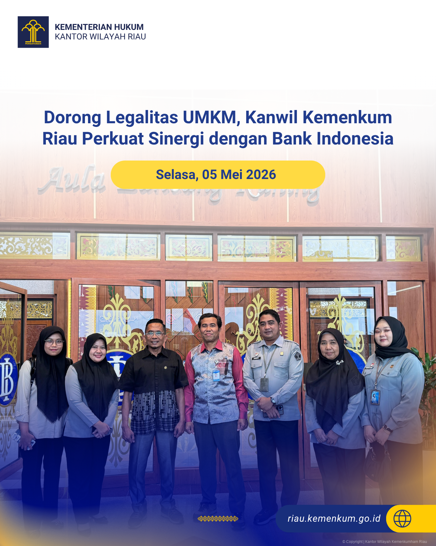Dorong Legalitas UMKM, Kanwil Kemenkum Riau Perkuat Sinergi dengan Bank Indonesia