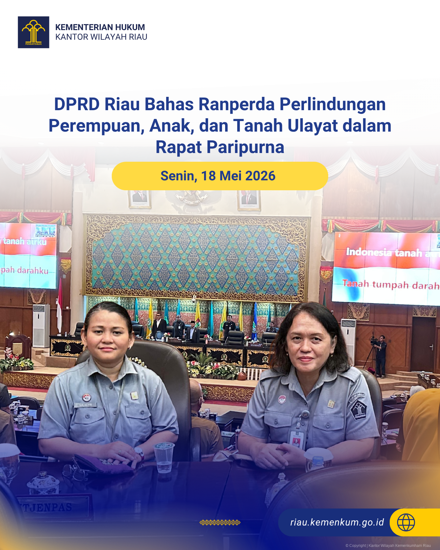 DPRD Riau Bahas Ranperda Perlindungan Perempuan, Anak, dan Tanah Ulayat dalam Rapat Paripurna